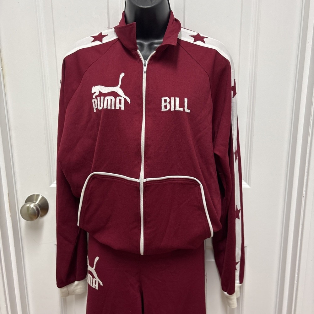 Vintage Burgundy & White Puma Star Pattern Tracksuit Personal Bill Medium?